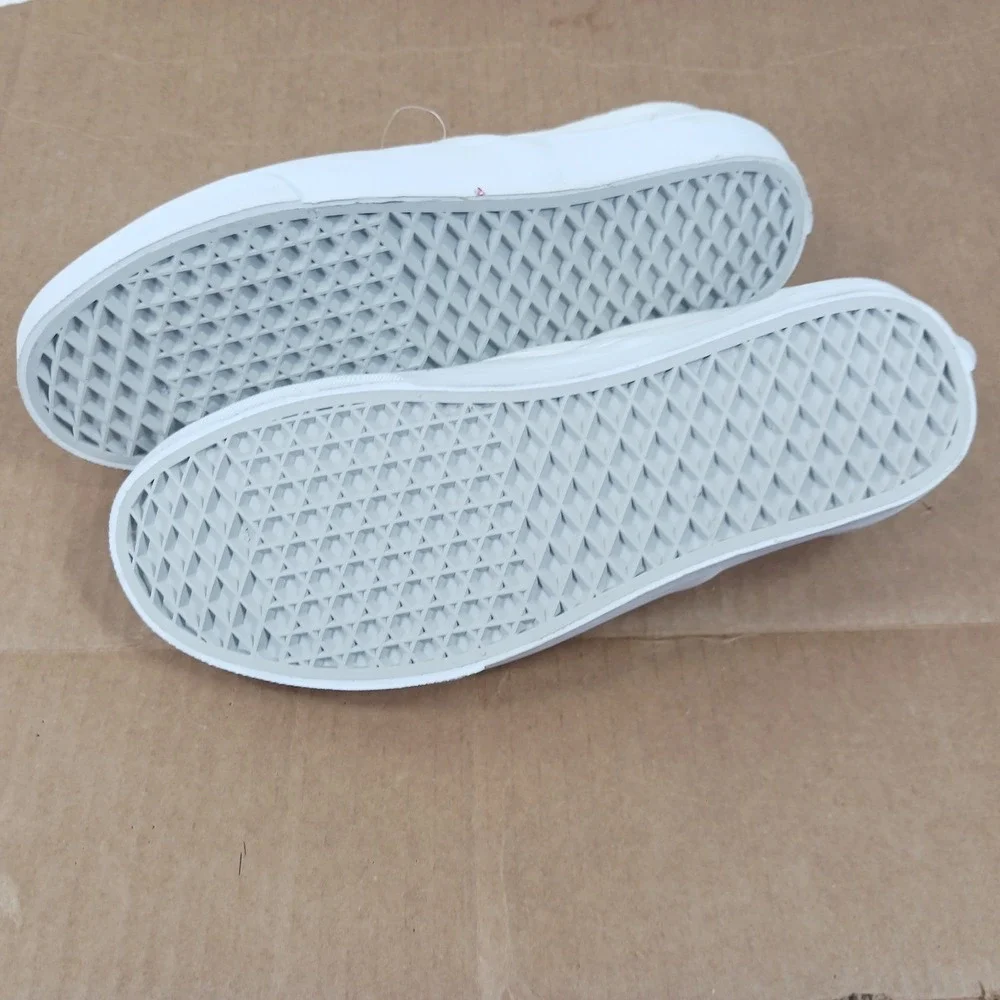 Vans Classic Slip-On White Canvas Sneakers Mens 8 Womens 9.5 VN000EYEB00